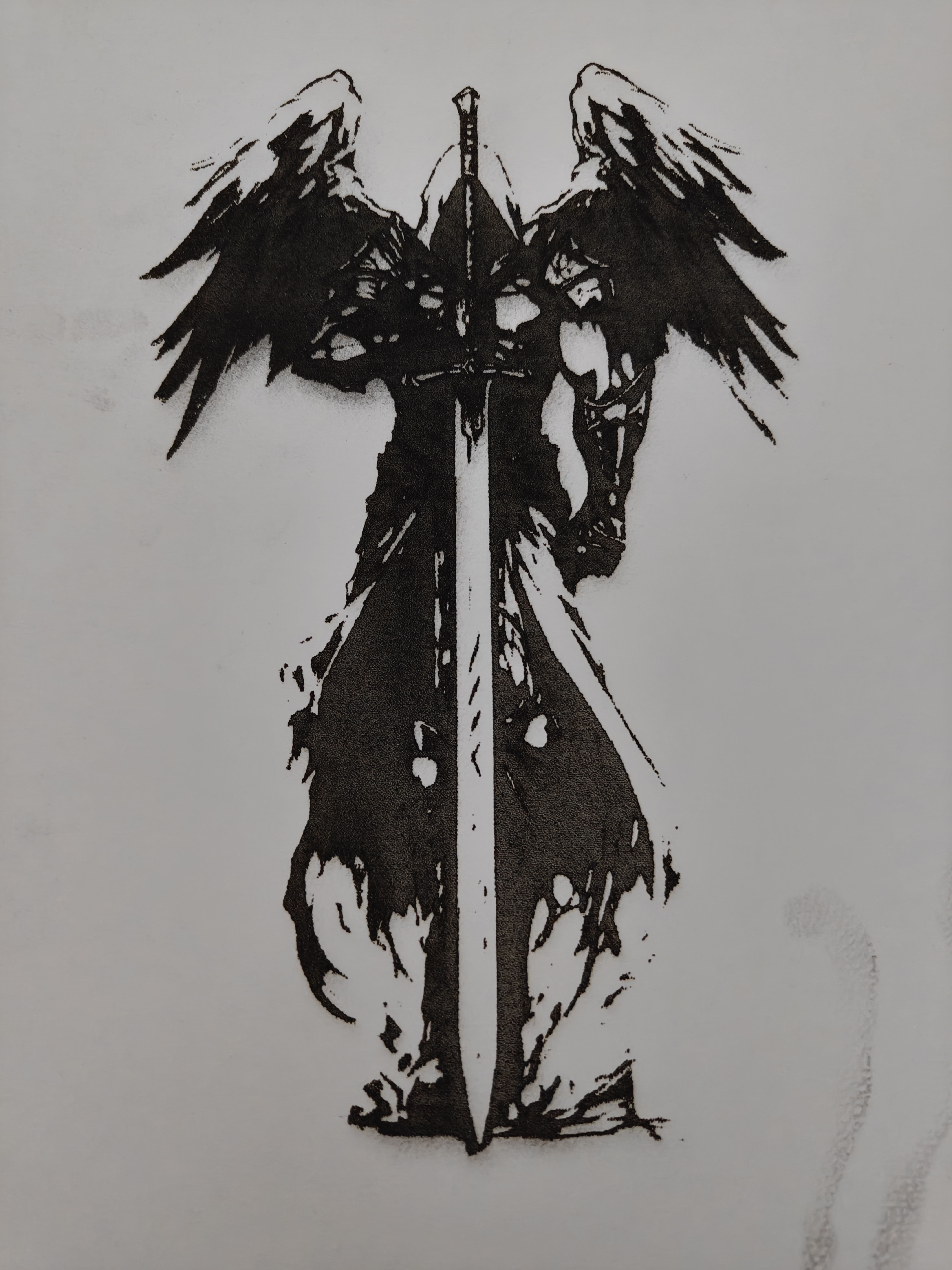 Grawer artystyczny anioł szkic